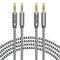 2 Pack 3.5mm Stereo Audio Cable Extension Male to Male, 10ft/3m Nylon Braided Tangle-Free AUX Cable (Black)