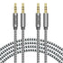 2 Pack 3.5mm Stereo Audio Cable Extension Male to Male, 10ft/3m Nylon Braided Tangle-Free AUX Cable (Black)