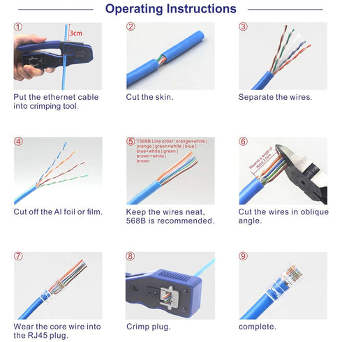 VCELINK 100-Pack RJ45 Cat5e Cat5 Pass Through Connectors, Modular Plugs for Solid or Stranded UTP Network Cable