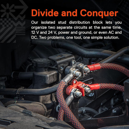 True Mods 12V-48V Dual Stud Battery Junction Post, 3/8 Inch M10 Power Distribution Post Terminal Bus Bar