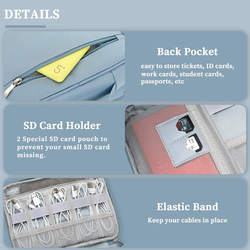 Lanola Electronic Organizer, Travel Cable Organizer Bag, Portable Double Layers Storage for Cables, Chargers, Black