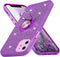 Wisdompro Glitter Case for iPhone 11, Purple, with Ring Holder Kickstand for Women Girls