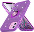 Wisdompro Glitter Case for iPhone 11, Purple, with Ring Holder Kickstand for Women Girls
