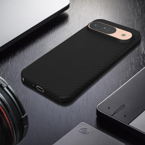 kalibri Aramid Fiber Case for Google Pixel 9 - Black Matte, Super Slim Strong Protective Phone Cover