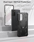 Samsung Galaxy A03S Phone Case, Built-in Hard Kickstand & Touch Protector, Military Shockproof TPU Cover - Black