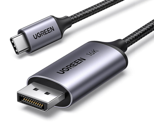 UGREEN USB C to DisplayPort 2.1 Cable, 16K@30Hz, 8K@120Hz, 40Gbps Thunderbolt 4/3 to DisplayPort Cord, Alu Braided,