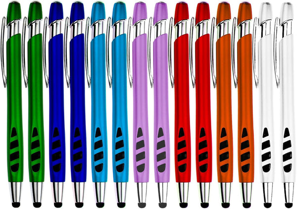 14 Pack Stylus Pen for Touch Screens & Writing - Sensitive Stylus Tip, Assorted Barrel Colors, Black Ink for iPad,