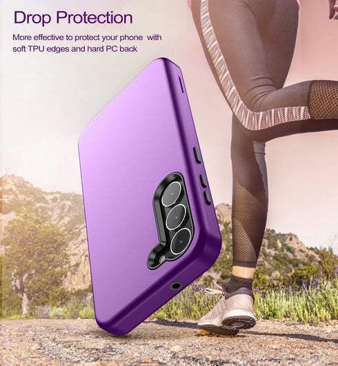 WeLoveCase Galaxy S23 5G Heavy Duty Protection, Hybrid Shockproof TPU Bumper, Full Body Cover - 6.1 Inch, Purple