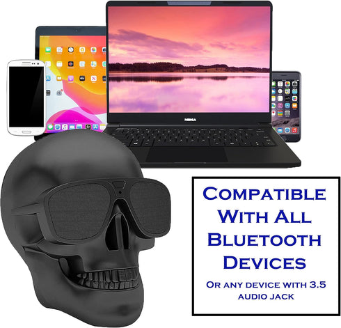Dubbs Hardware Skull Speaker, Portable Wireless Bluetooth Speaker, Great Audio and Stereo Quality, Spooky Halloween