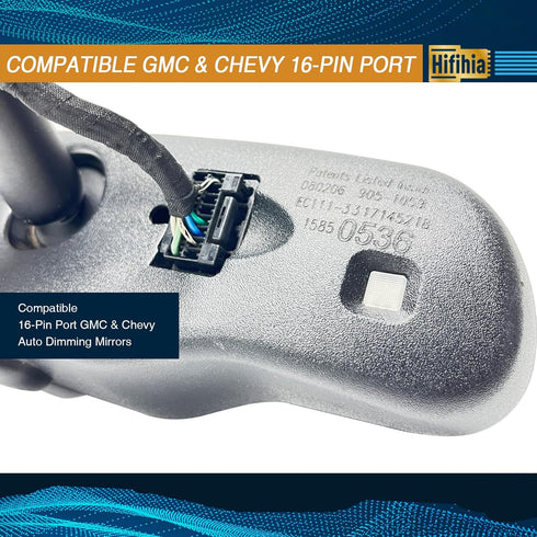 Hifihia (16-Pin 2007-2015 Dash Cam Power Adapter Type) for GMC Silverado Sierra Tahoe Yukon, Connects to Rearview