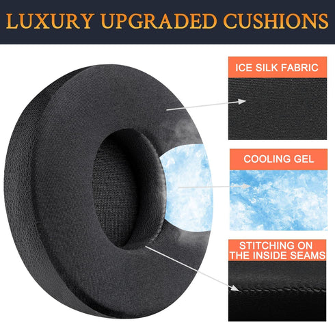 SoloWIT Cooling Gel Replacement Ear Pads for Beats Solo 2 & 3 Wireless Headphones, High-Density Noise Isolation Foam