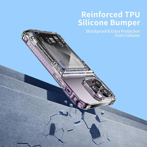 iPhone 14 Pro Max Clear Wallet Case - Heavy Duty, Shockproof, Anti-Scratch, Credit Card Holder, 6.7" Protection.