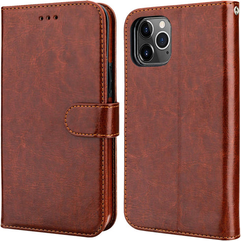 Bocasal iPhone 11 Pro Max Wallet Case with Card Holder, PU Leather Magnetic Detachable Kickstand (Brown)