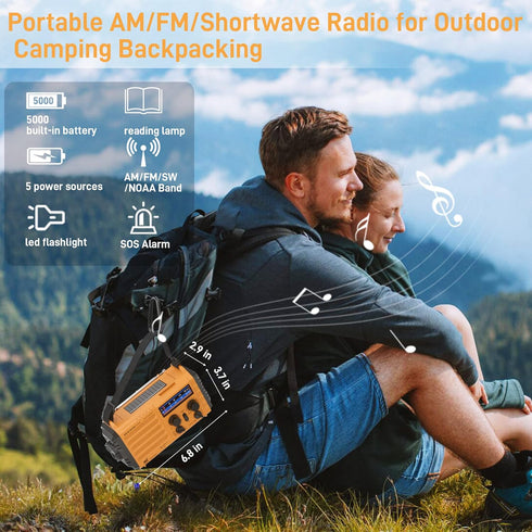 Emergency Radio with NOAA Weather Alert, Portable Solar Hand Crank AM/FM Radio for Home Outdoor Use