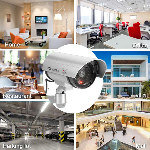 FITNATE Fake Camera, Dummy CCTV Surveillance System with LED Flashing Light, 4 Safety Warning Stickers, Fake Security