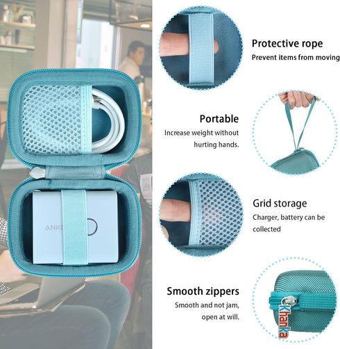 khanka Hard Case for Anker 45W Wall Charger & 5,000mAh 20W Portable Charger, Case Only (Blue)