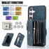Phone Case for Samsung Galaxy S24 5G - Wallet Cover with Tempered Glass Screen Protector, Blue