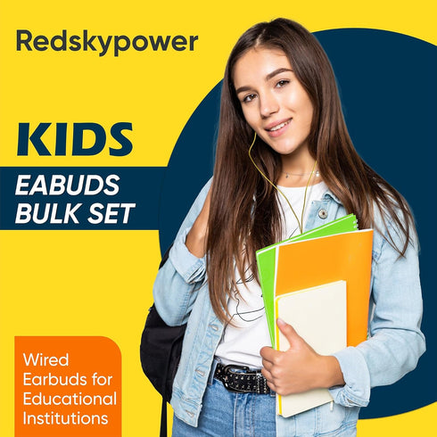 10 Pack Multi Color Kid's Wired Earbud Headphones, Individually Bagged, Disposable Earbuds Ideal for Students in Classroom Libraries Schools, Bulk Wholesale