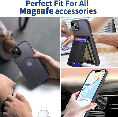 CACOE Dark Blue Magnetic Case for iPhone 13 & 14 (6.1") - Shockproof, Anti-Fingerprint, MagSafe & Car Mount Compatible.