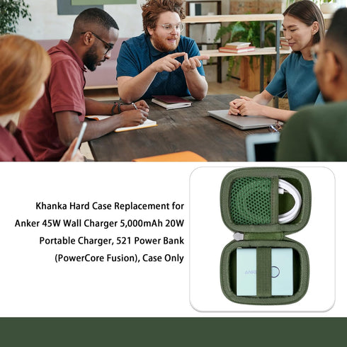 khanka Hard Case Replacement for Anker 45W Wall Charger, 5,000mAh 20W Portable Charger, Case Only (Green)