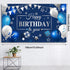Sumind Happy Birthday Decorations Backdrop Banner, Navy Blue and Silver Party Decoration Sign for Men Women, 72.8 x
