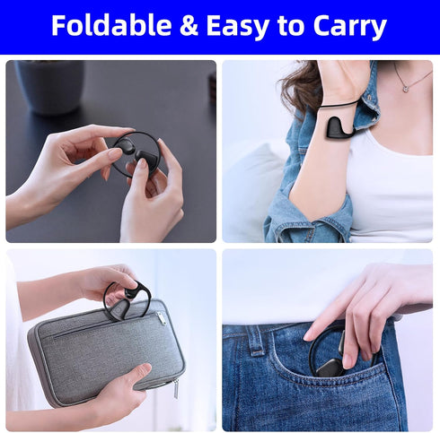 ZIOCOM Bone Conduction Headphones, Foldable Open Ear Bluetooth 5.3 Sports Wireless Earphones with Mic, IPX6 Waterproof