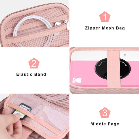 Canboc Carrying Case - Compatible with KODAK Printomatic Digital Instant Print Camera, Rose Gold, Case Only