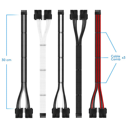 EZDIY-FAB RTX 3000 Series 12 Pin to Dual 8 Pin PCIe Sleeved Extension Cable for NVIDIA Ampere