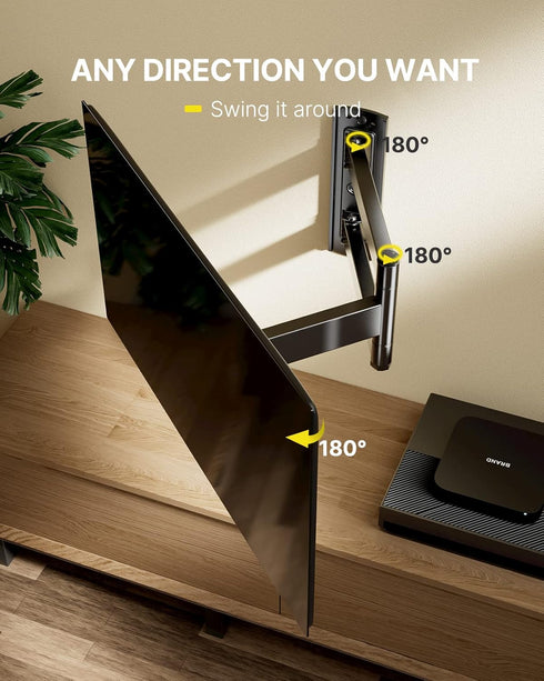 Full Motion TV Wall Mount Swivel Tilt for 26-60 Inch TVs and Monitors up to 70lbs, Single Stud Corner Outdoor Wall