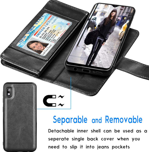 Tekcoo Galaxy A20E Case, Galaxy A10E Wallet Case, Luxury PU Leather Flip Cover with Detachable Magnetic Hard Case