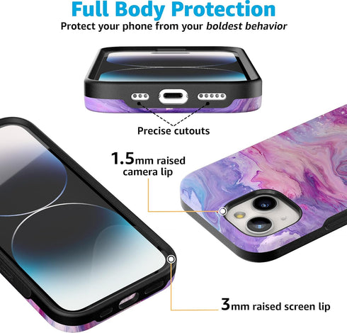 Casely iPhone 15 Case | Tie Dying Over You Purple Marble | Bold Case | Compatible with MagSafe