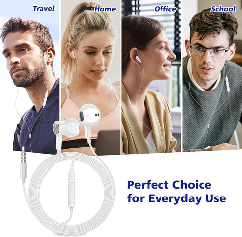 Wired Headphones 3.5mm Jack Aux Earbuds, Corded Earphones with Microphone Volume Control Noise Isolation for iPhone 6