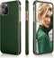 LOHASIC Luxury Leather iPhone 11 Pro Case – Slim Designer PU Cover with Electroplated Frame, Dark Green