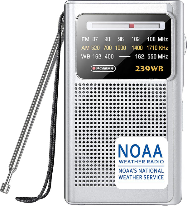 Greadio NOAA Weather Radio, AM/FM Battery Operated Portable Radio with Best Reception for Emergency