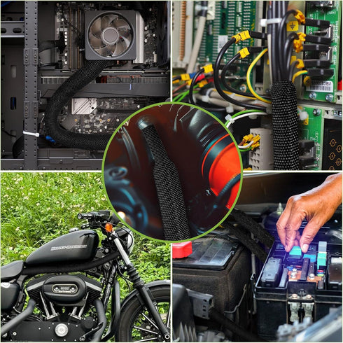 Tsmhisd 2:1Heat (3/8"-25ft) Shrink Wire Loom Braided Cable Sleeves,Heat Resistant Fabric Woven Shrink Tubing Wiring