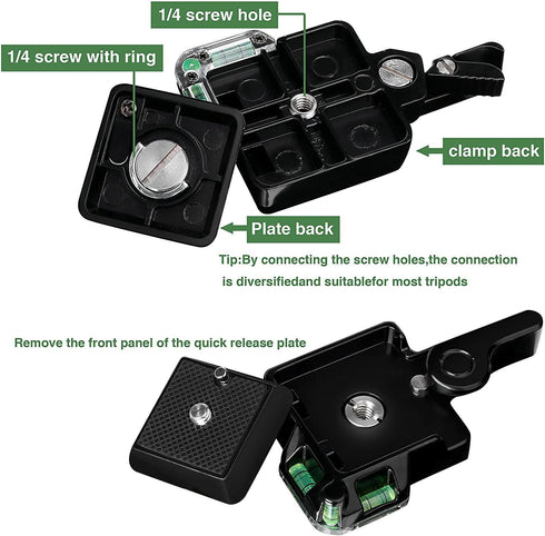 Konsait Camera Tripod Monopod Ball Head QR-40 Quick Release Plate Clamp Adapter for DSLR Cameras