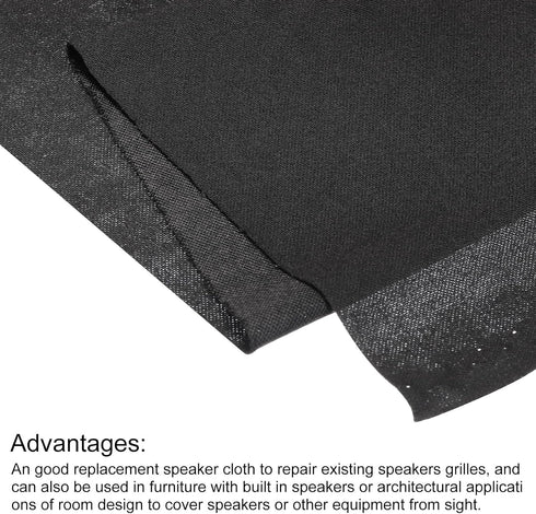 uxcell Black Speaker Mesh Grill Cloth Stereo Box Fabric Dustproof 100cm x 160cm (39 inches x 63 inches)