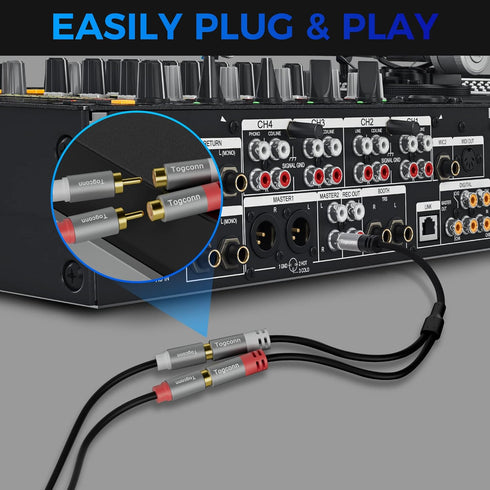 RCA Splitter Y-RCA Cable, 1 RCA Female to 2 RCA Male Audio Speaker Y Adapter, 0.6 Feet (2 Pack)