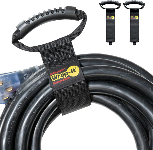 Easy-Carry Wrap-It Storage Straps, 22” (2-Pack) Heavy-Duty Hook and Loop Cord Carrying Strap