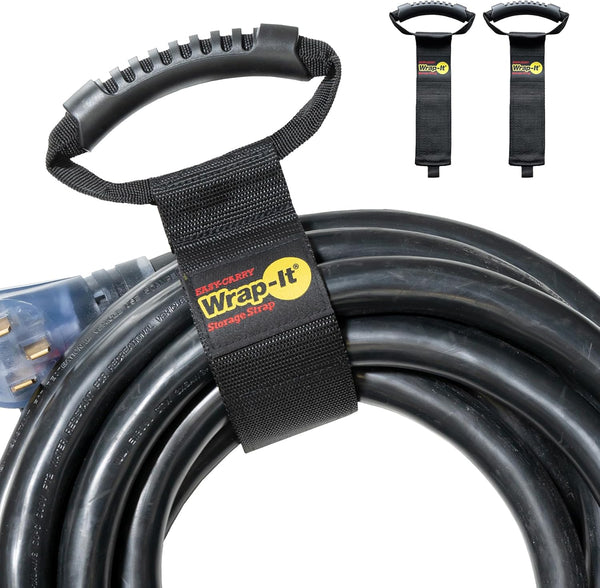 Easy-Carry Wrap-It Storage Straps, 22” (2-Pack) Heavy-Duty Hook and Loop Cord Carrying Strap