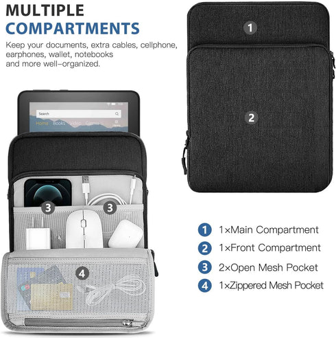TiMOVO Tablet Sleeve Case for 8-9 Inch Devices, Black Pouch Bag for iPad Mini 6, Galaxy Tab A7 Lite, Fire HD 8 & More
