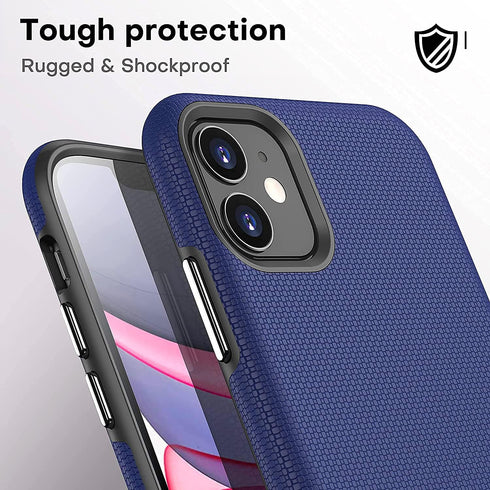 CellEver Heavy-Duty Case for iPhone 11, Dual Layer, Military Grade Protection, Slim, Shockproof Non-Slip, Navy Blue