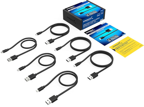 SABRENT 6-Pack Micro USB Cables (3x 3ft, 3x 1ft) High Speed USB 2.0 A Male to Micro B - Black (CB-U631)