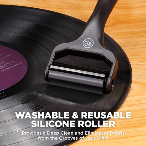 6-in-1 GOgroove Vinyl Record Cleaner Kit - Velvet Record Brush for Turntable Player, Silicone Roller, Stylus Brush