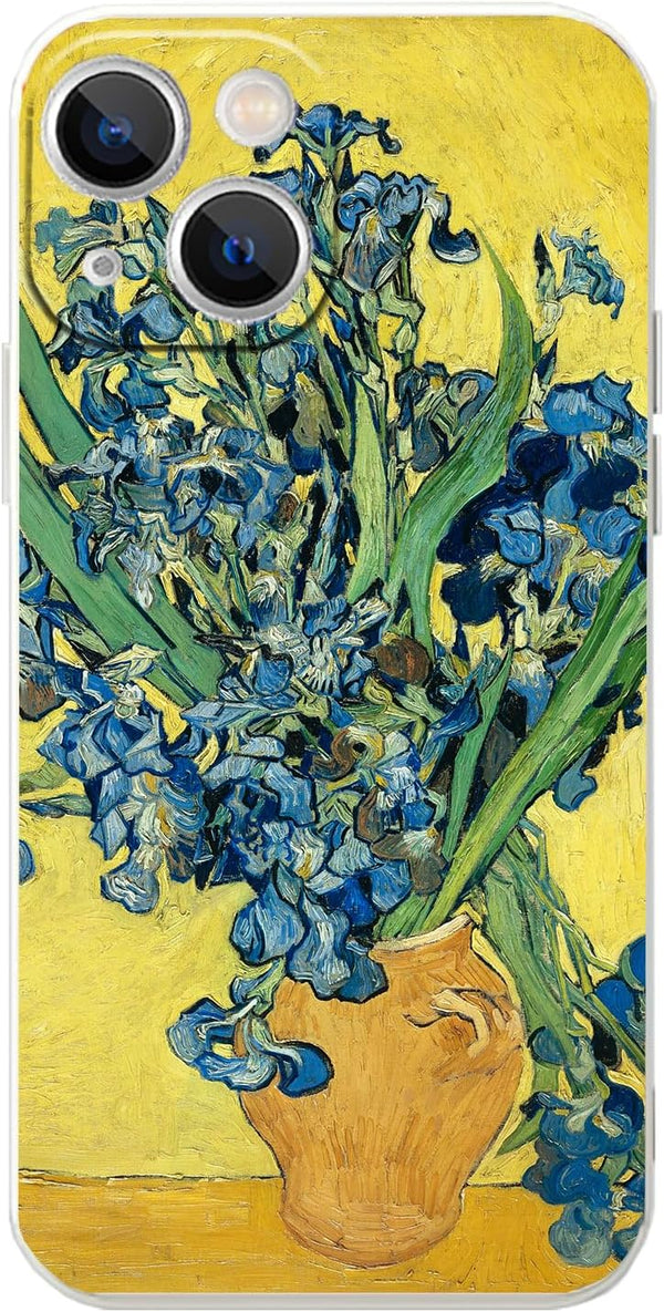 iPhone 14 Plus Case, Flower Irises by Van Gogh Aesthetic Retro Waterproof Slim Phone Cover for iPhone 14 Plus