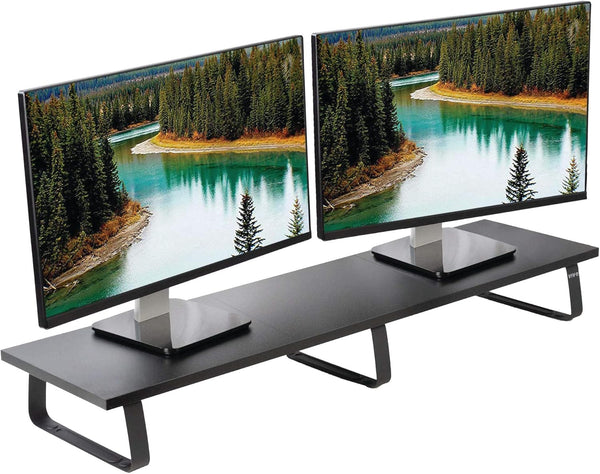 VIVO 39 inch Extra Long Monitor Stand, Wood & Steel Desktop Riser, Dual Screen Organizer for TV, Keyboard, Laptop