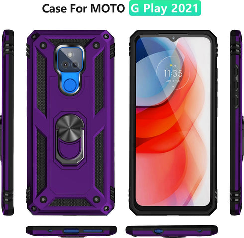 Compatible with Moto G Play Case, Purple Military Grade Hybrid Hard PC Soft TPU Shockproof with HD Screen Protector