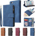 UEEBAI Wallet Case for iPhone 6/iPhone 6S - PU Leather Magnetic Closure Handbag with Zipper Pocket, Blue