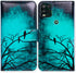 Black Bird Green Leather Flip Case for Moto G Stylus 5G, Wallet Cover with Card Slot Holder, Not Fit G Stylus 4G