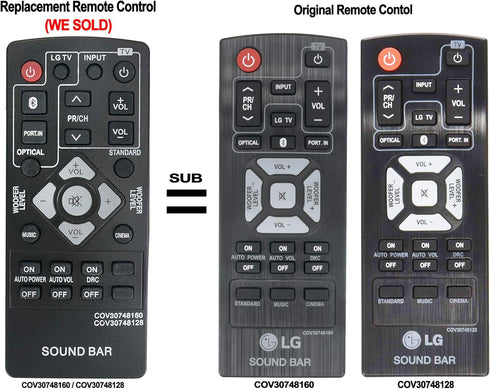 New 2-in-1 Remote Control COV30748160 COV30748128 Compatible with LG 2.1 Channel Sound Bar NB2540